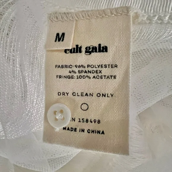 NWOT Cult Gaia Renata Draped Fringe Halter Gown Off White Bridal Wedding Size M - Picture 8 of 9